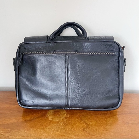 RUSTICO • Surveyor Messenger Bag black leather briefcase laptop shoulder black - Picture 11 of 16